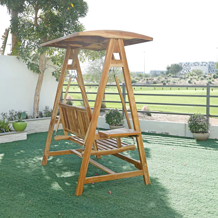 Teak Wood Outdoor Swing with Canopy Frame