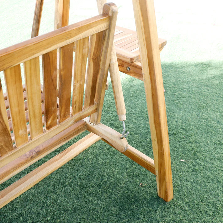 Teak Wood Outdoor Swing with Canopy Frame