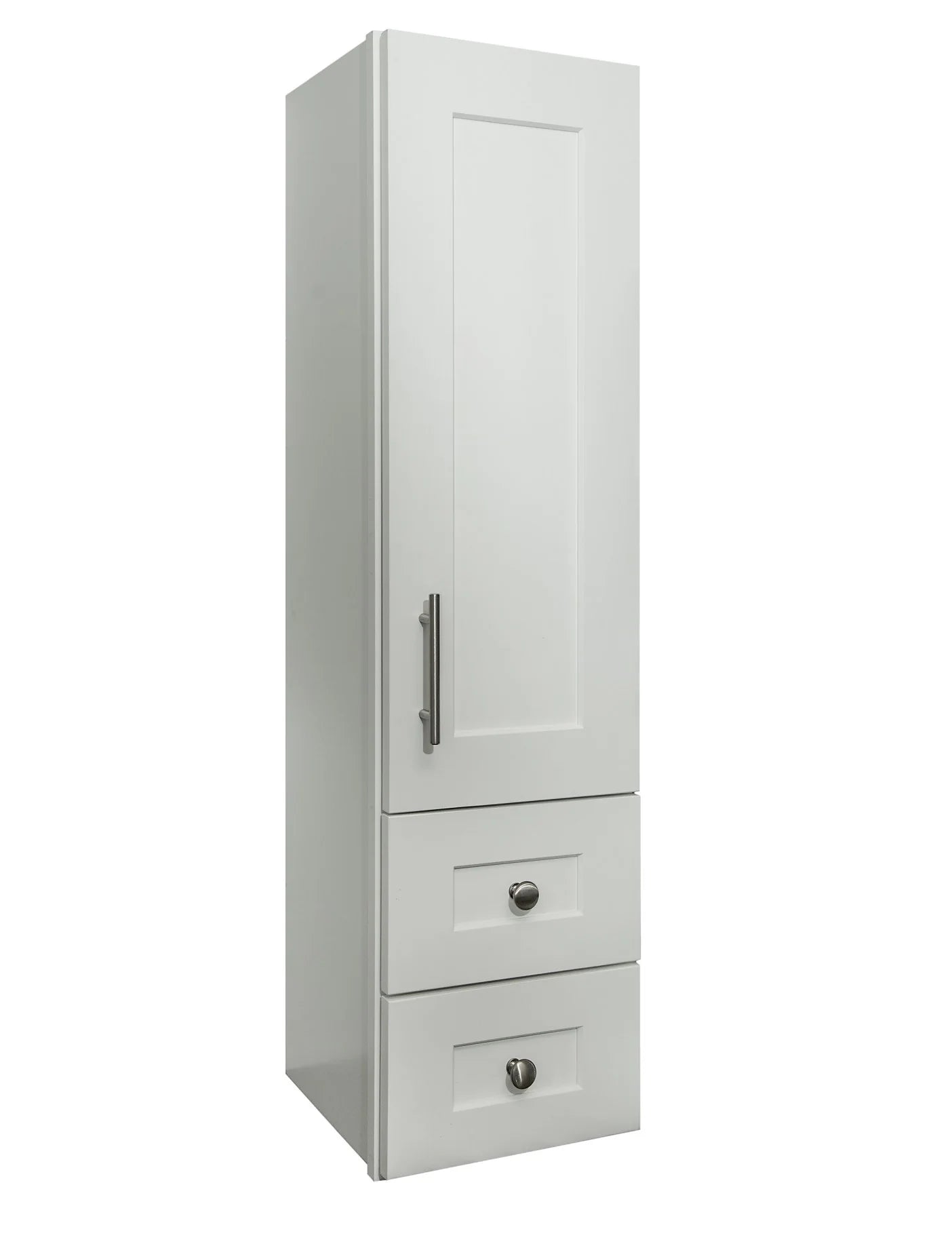12 Inch White Linen Storage Cabinet with Door and Drawers