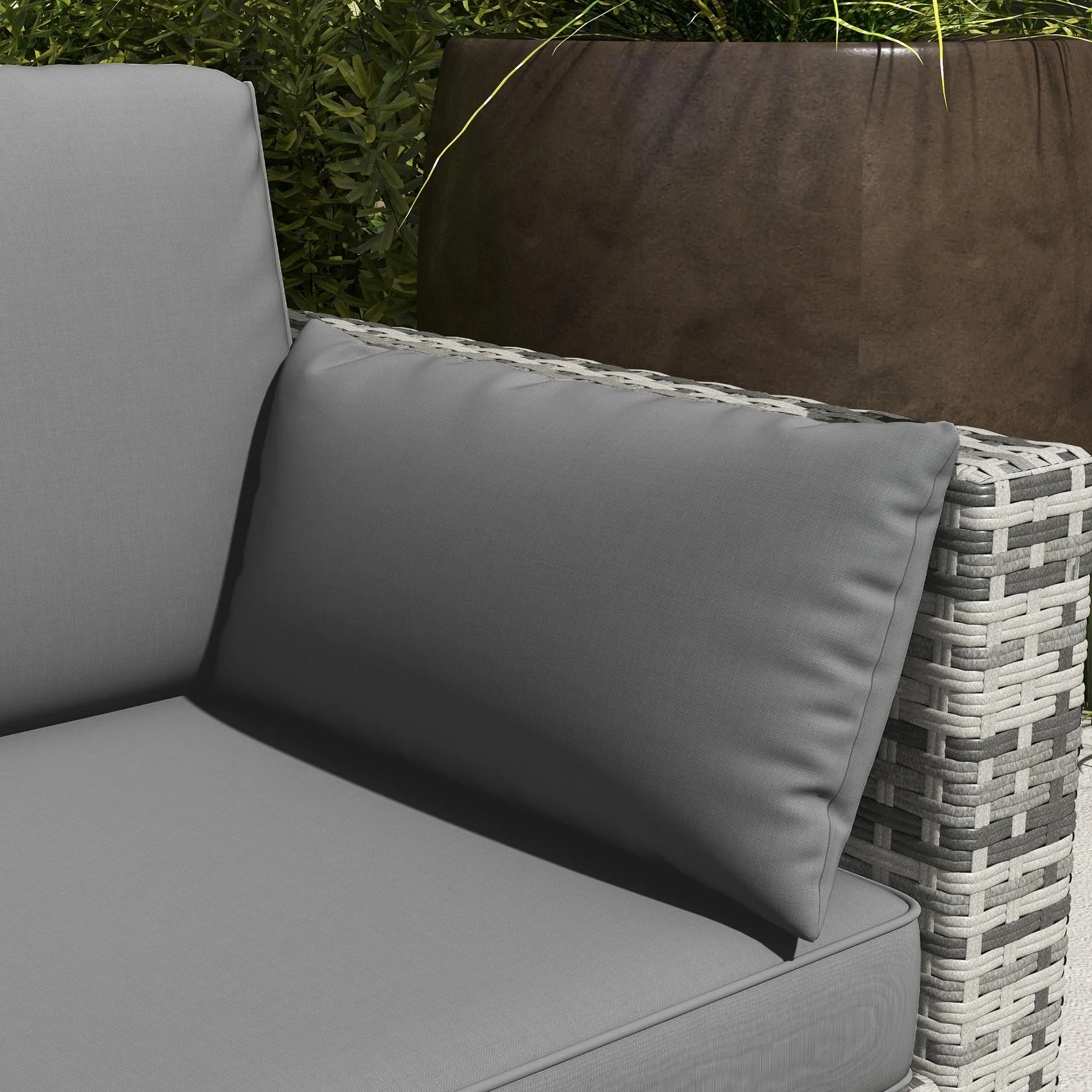 3 Seat Outdoor Wicker Sofa with Deep Cushions and Removable Covers