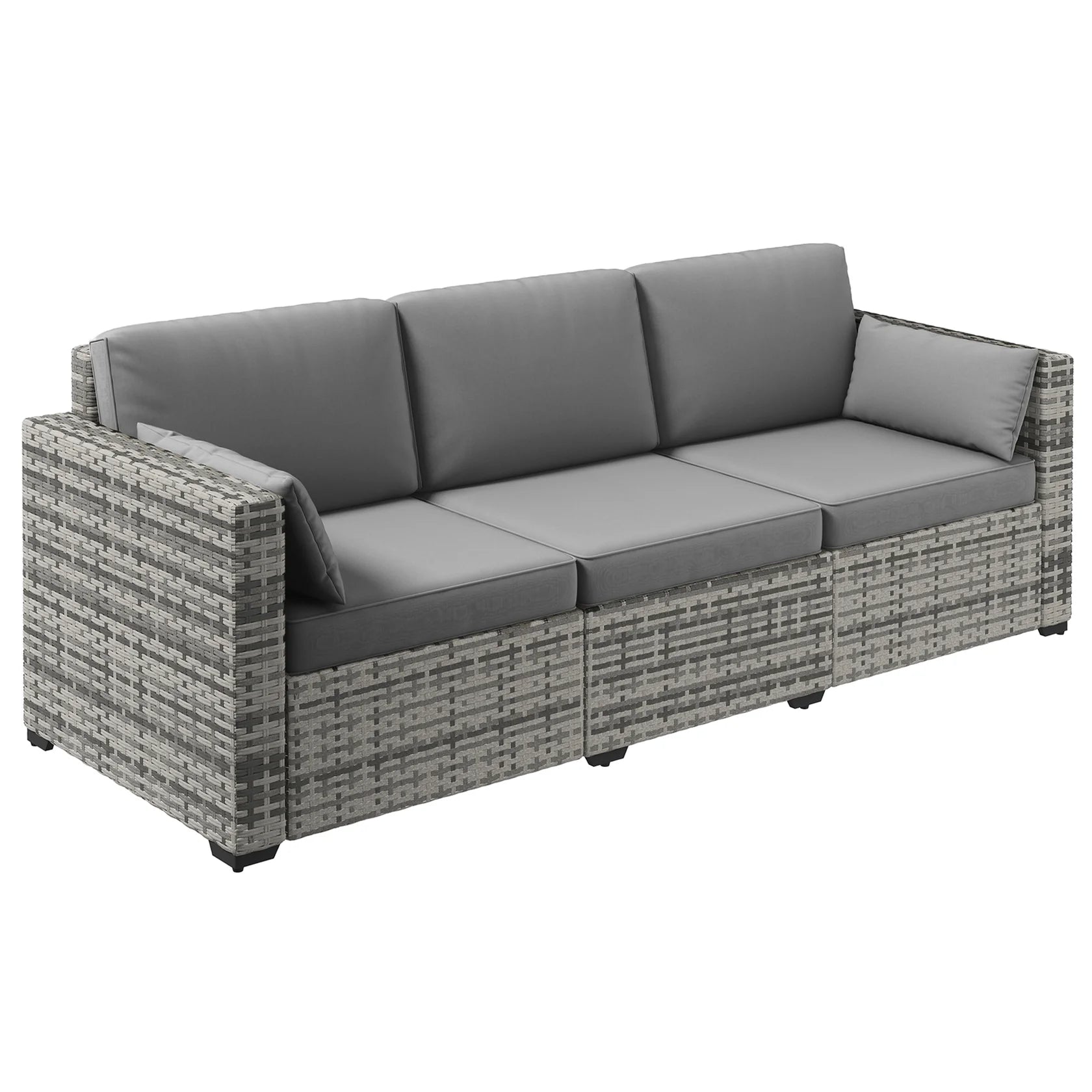 3 Seat Outdoor Wicker Sofa with Deep Cushions and Removable Covers