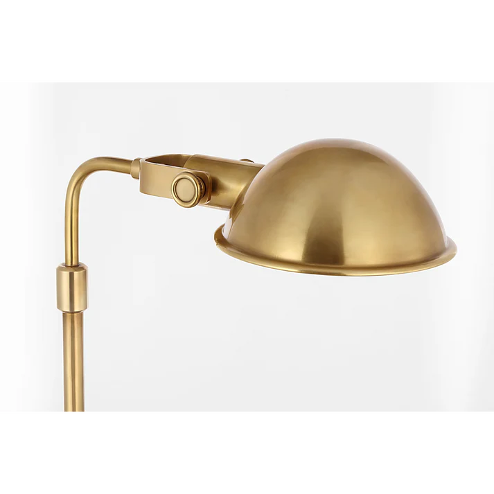 Cordless LED Pharmacy Floor Lamp in Brass Finish with Adjustable Height