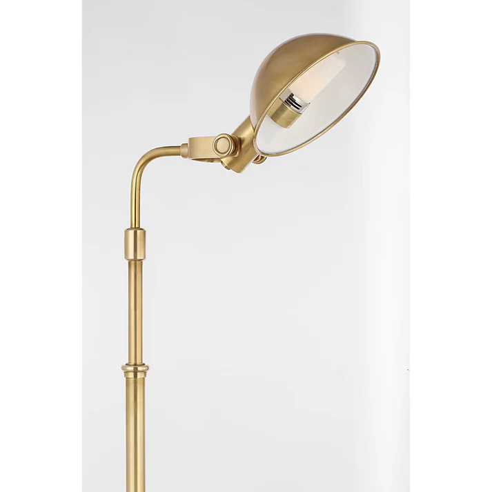 Cordless LED Pharmacy Floor Lamp in Brass Finish with Adjustable Height