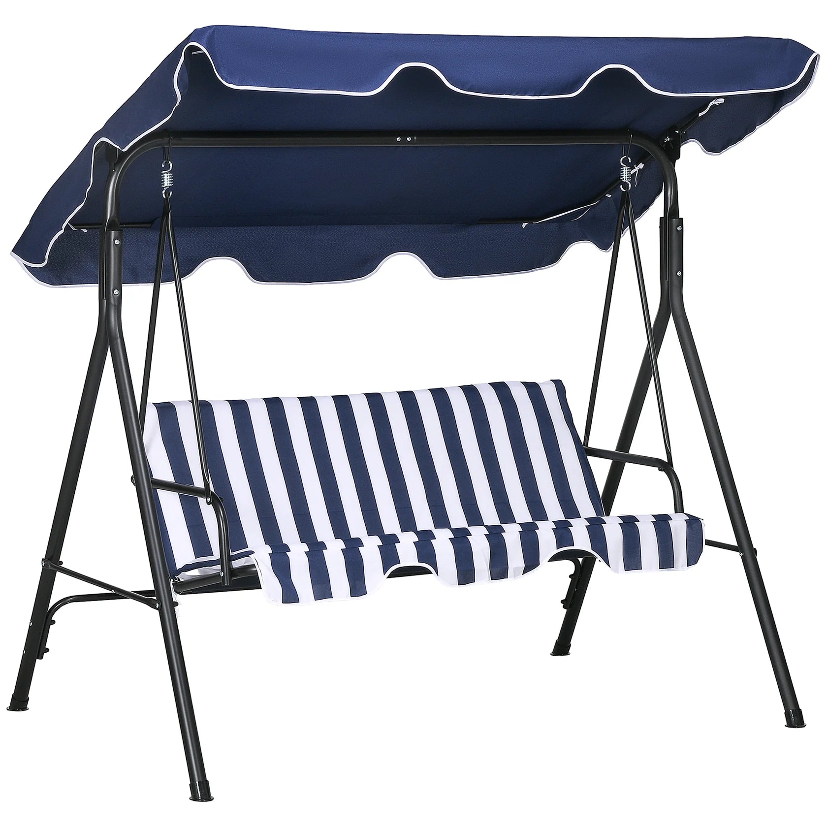 3 Seat Outdoor Patio Swing with Adjustable Canopy and Cushioned Seat