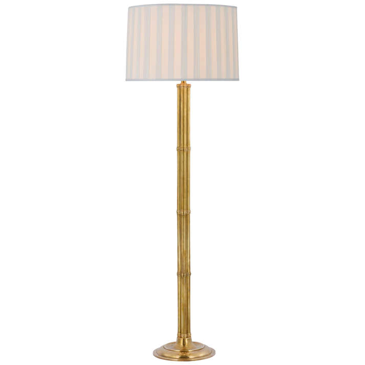 Brass Floor Lamp with Pleated Shade and Dimmer Switch