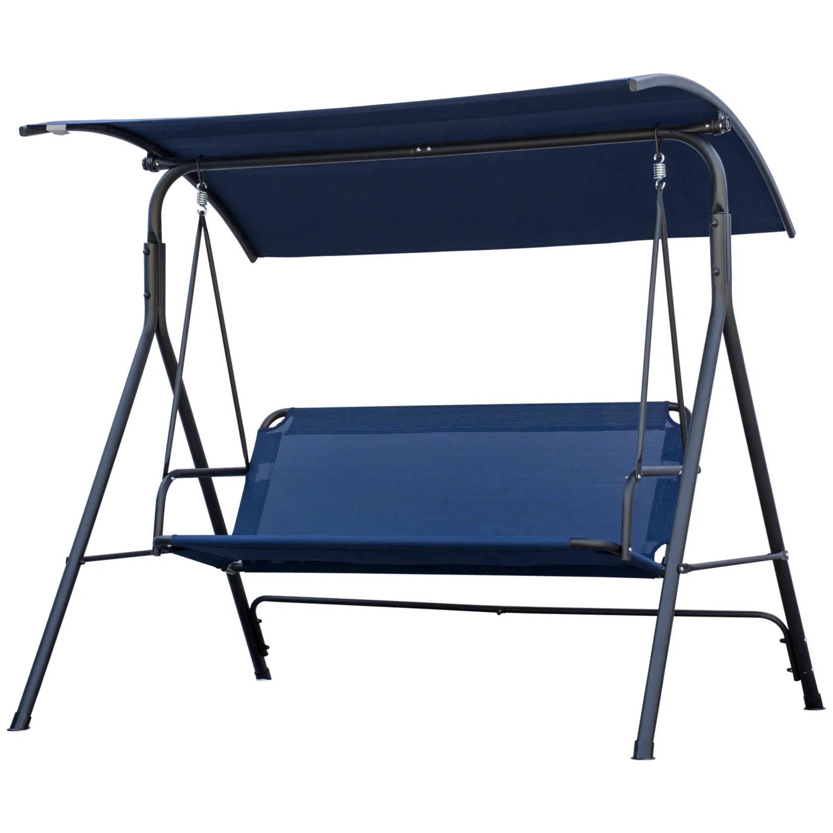 3 Seat Porch Swing with Adjustable Canopy and Steel Frame