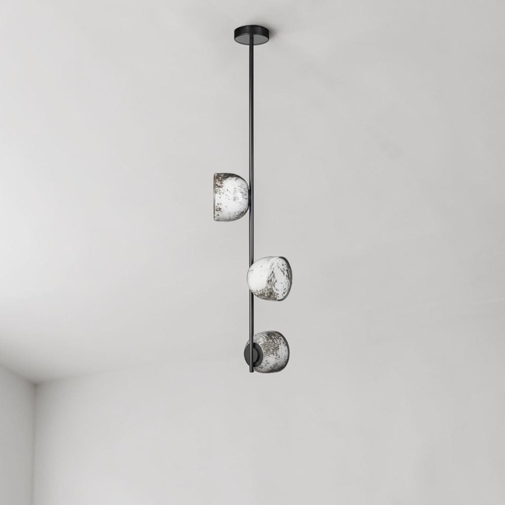 3 Light Vertical Pendant Light with Textured Glass Shades