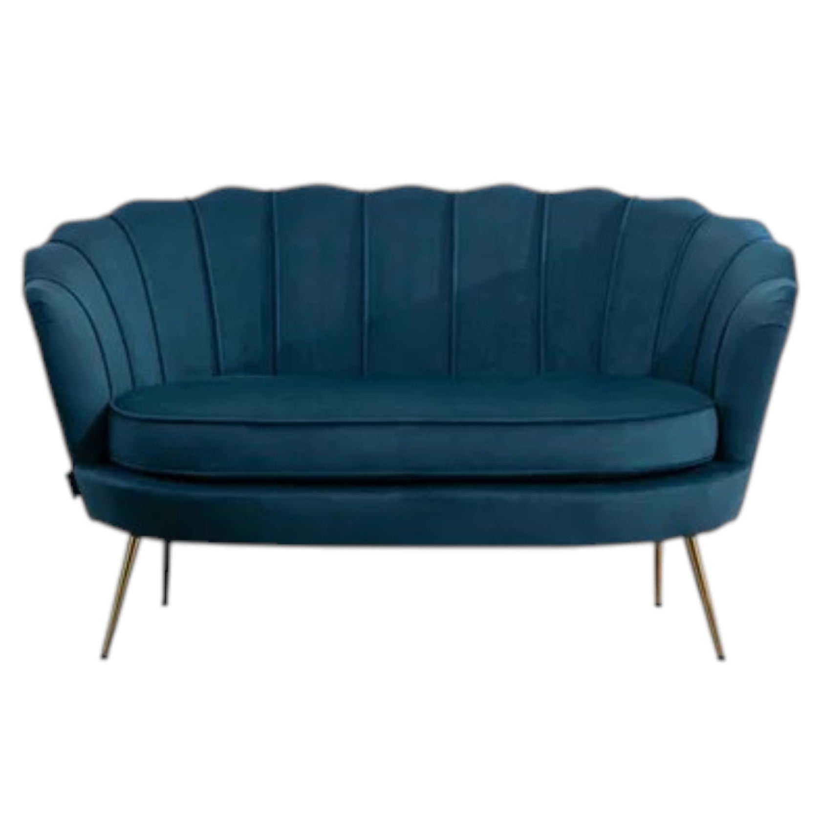 2 Seater Velvet Sofa with Channel Tufting and Gold Legs