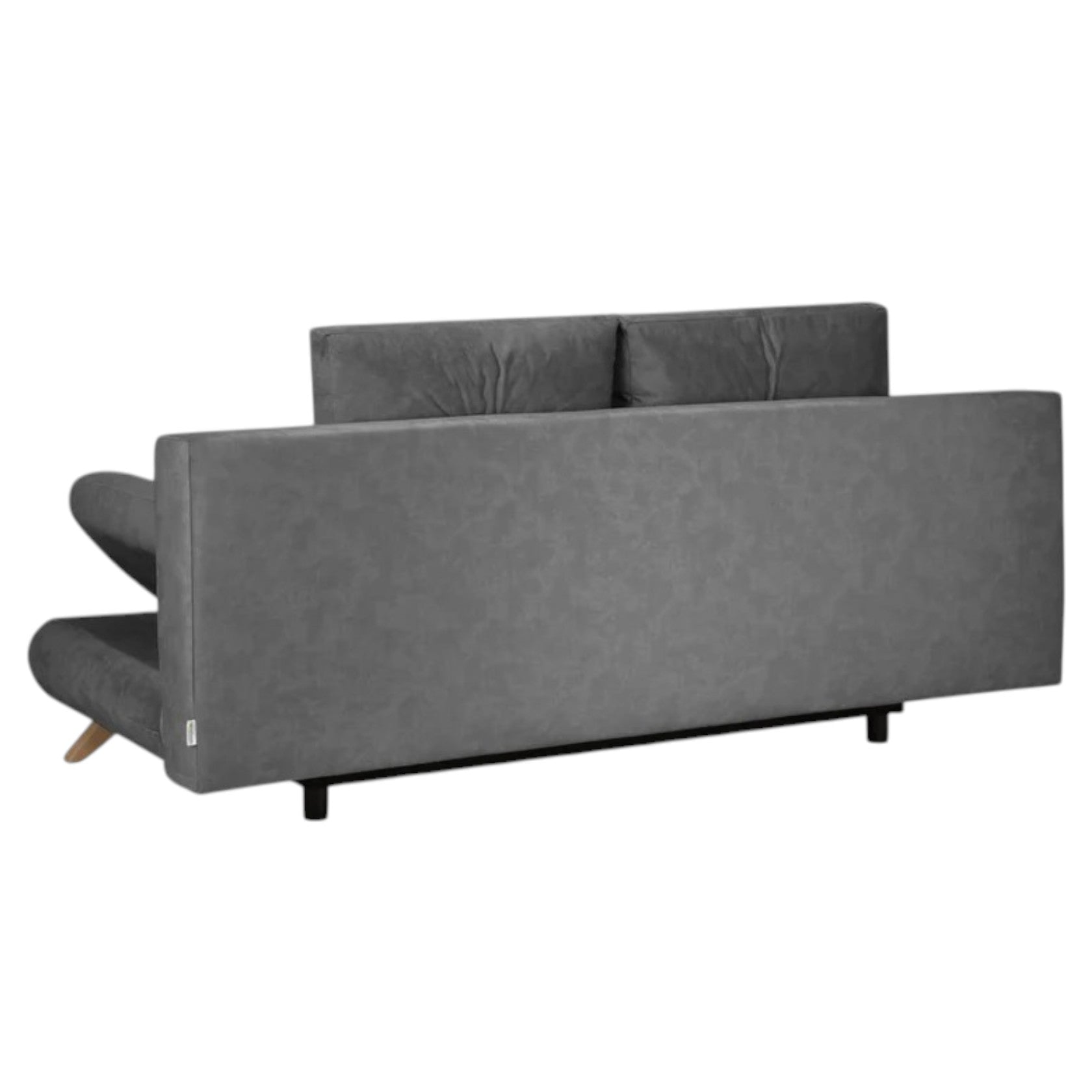 Charcoal 3-Seater Sofa Bed with Adjustable Arms and Tufted Cushions