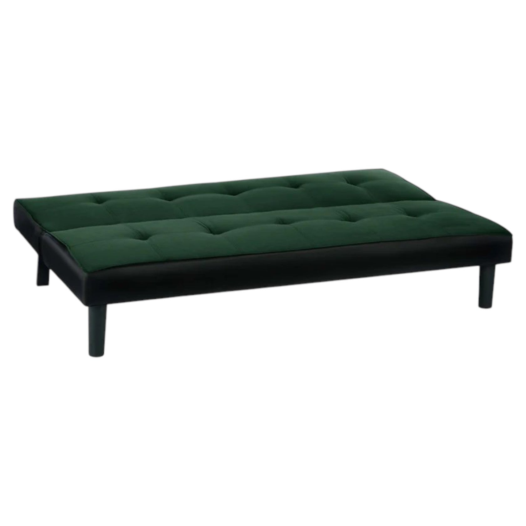 Green Velvet Sofa Bed with Tufted Back and Convertible Design