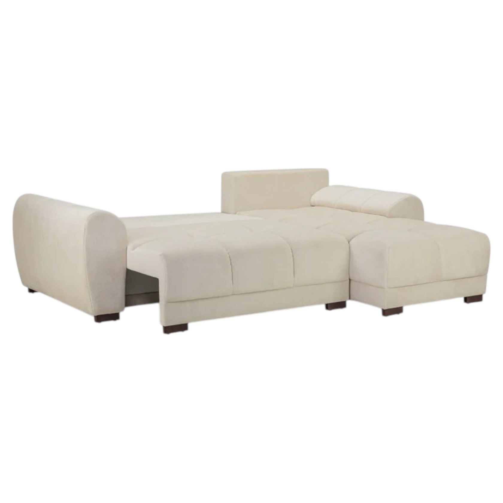 Cream Corner Sofa Bed with Chaise and Storage