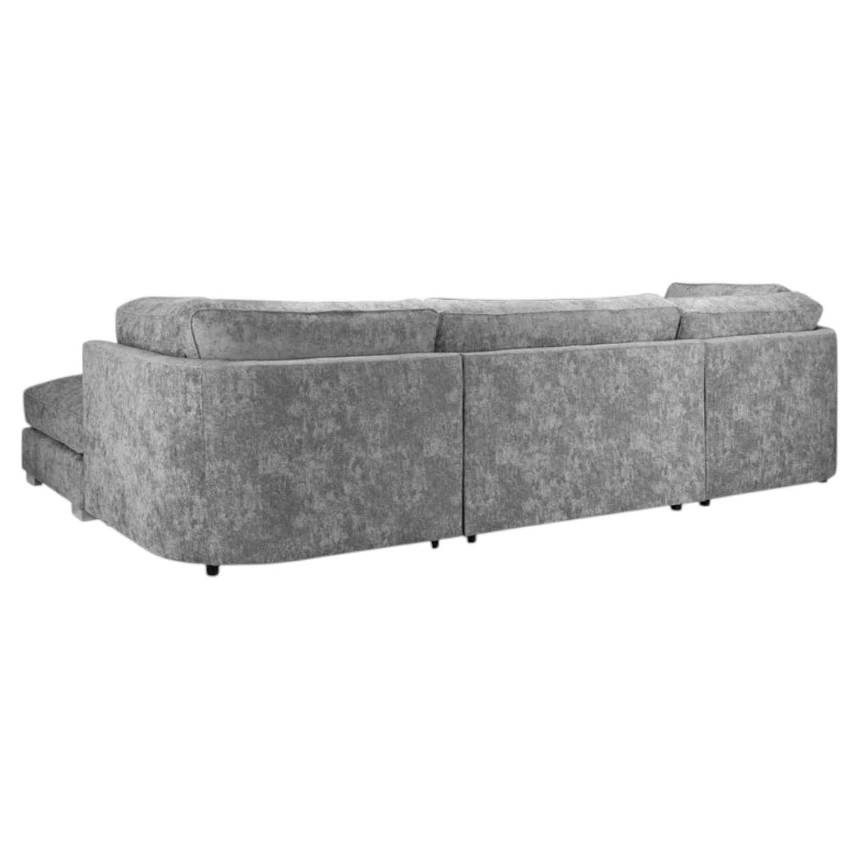 U Shaped Sectional Sofa with Full Back Cushions in Platinum Gray