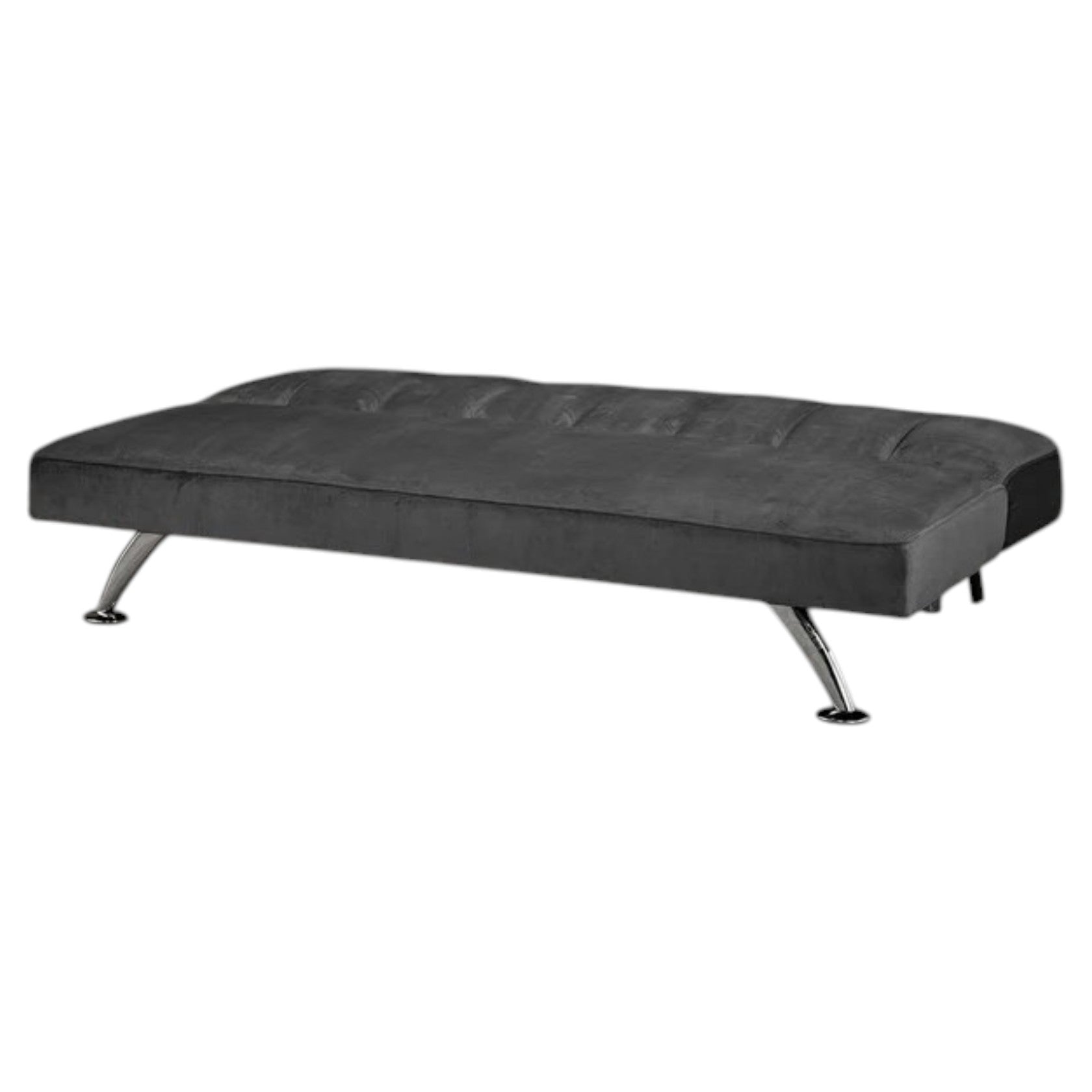 Gray Velvet Sofa Bed with Channel Tufted Back and Chrome Legs
