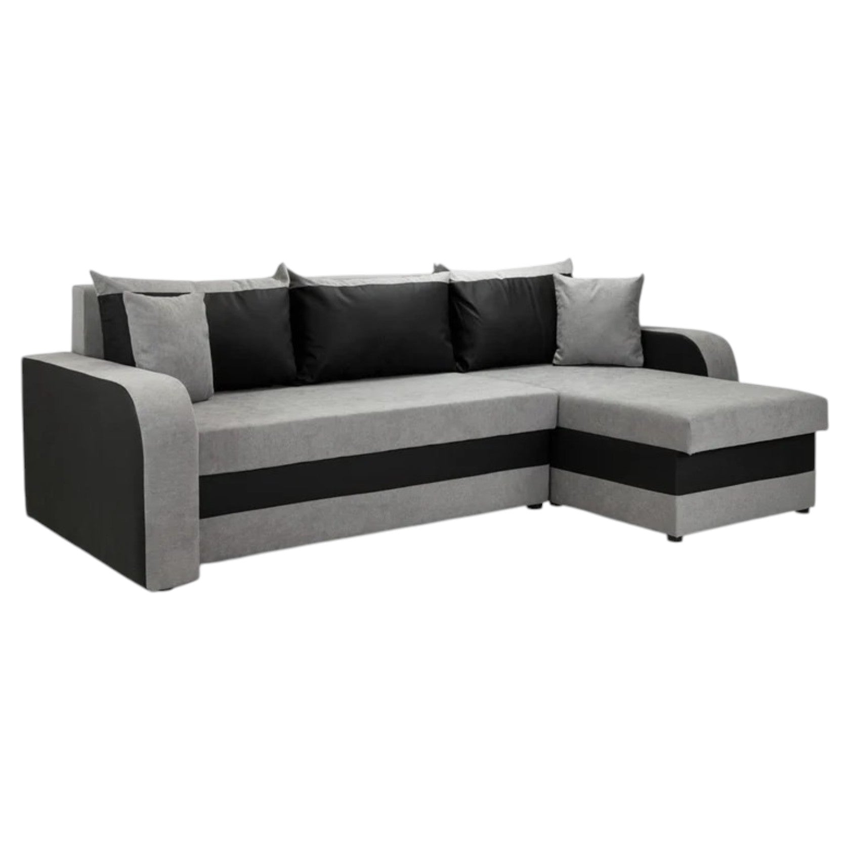 Black and Gray Corner Sofa Bed with Storage