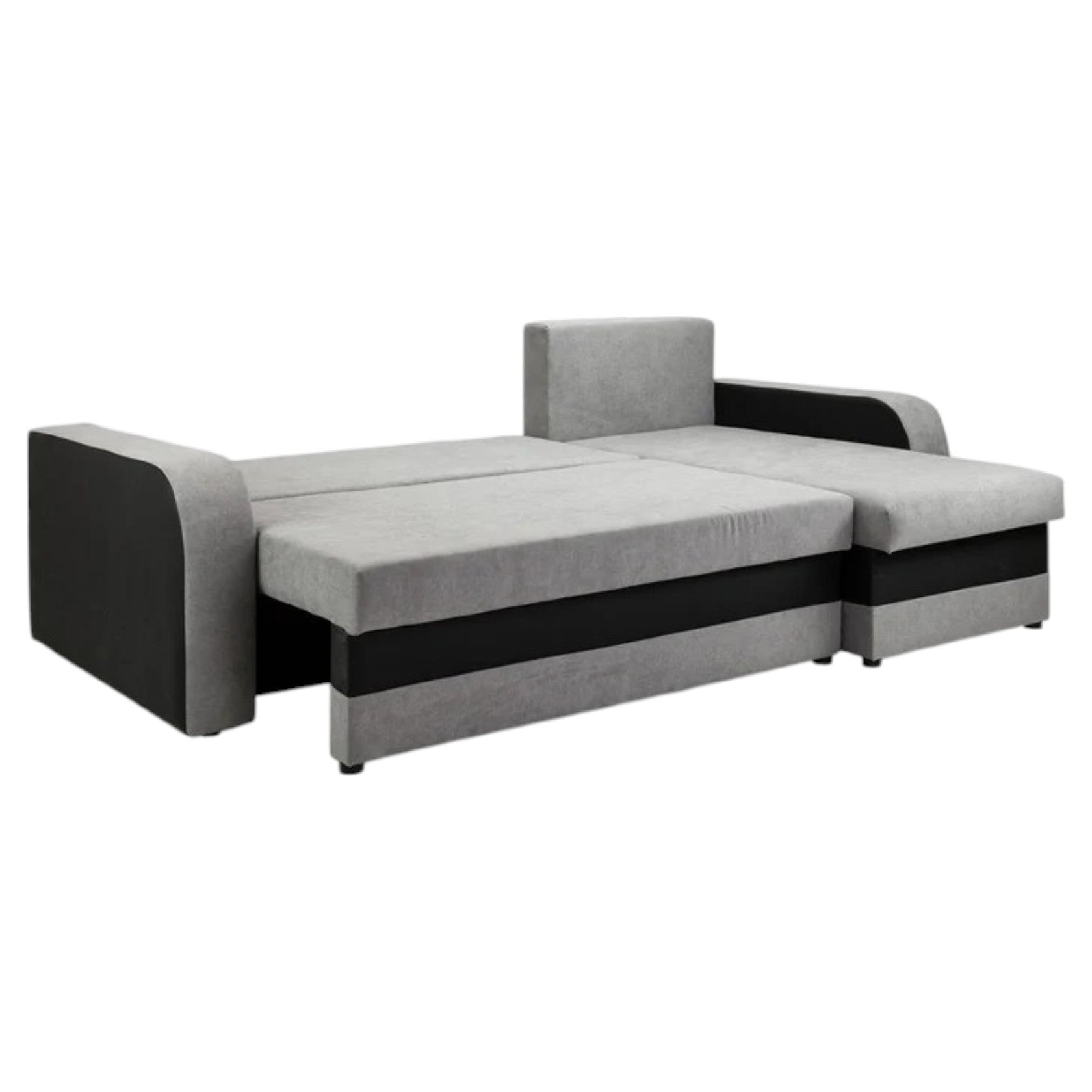 Black and Gray Corner Sofa Bed with Storage