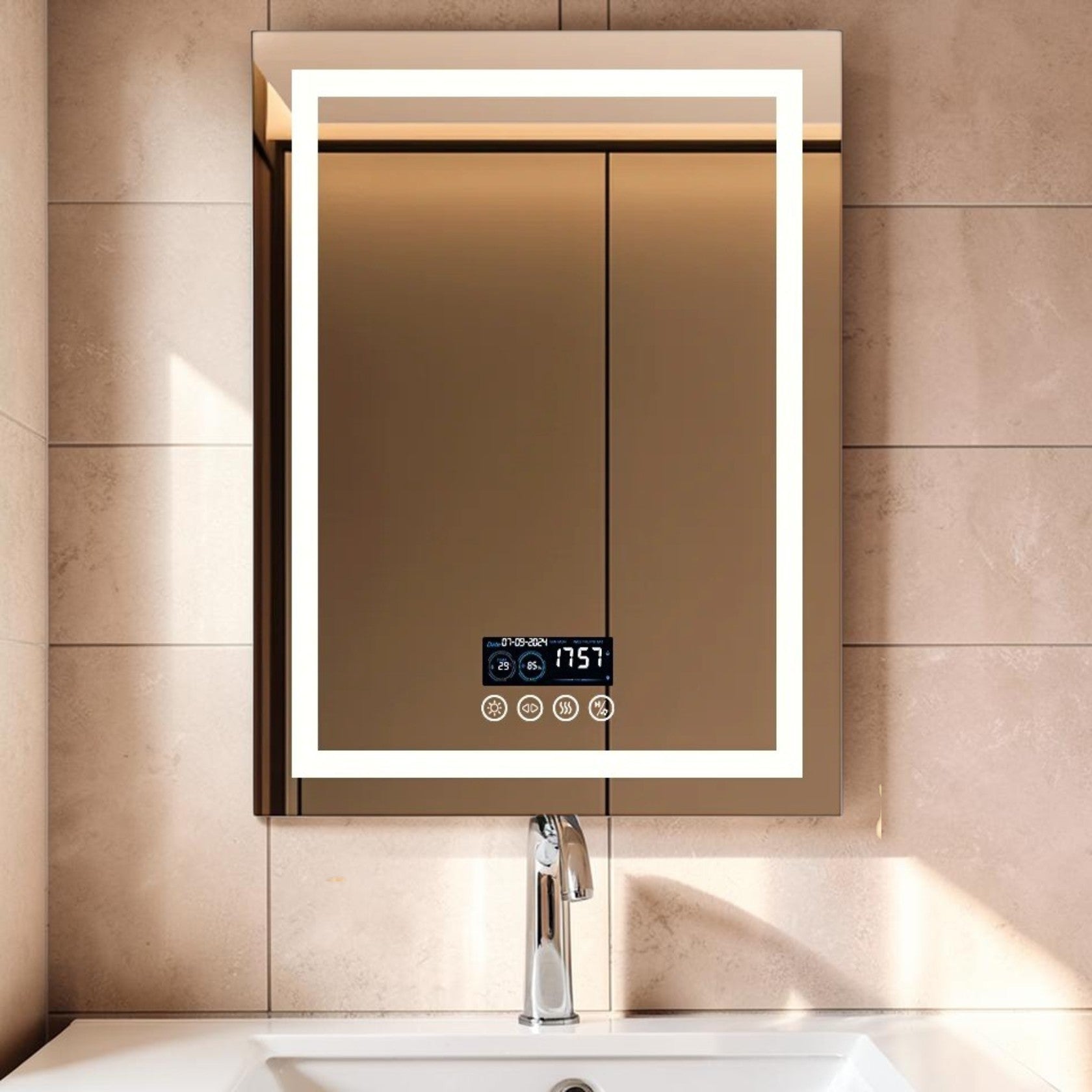 LED Bathroom Mirror with Bluetooth Speaker, Anti-Fog and Light Settings