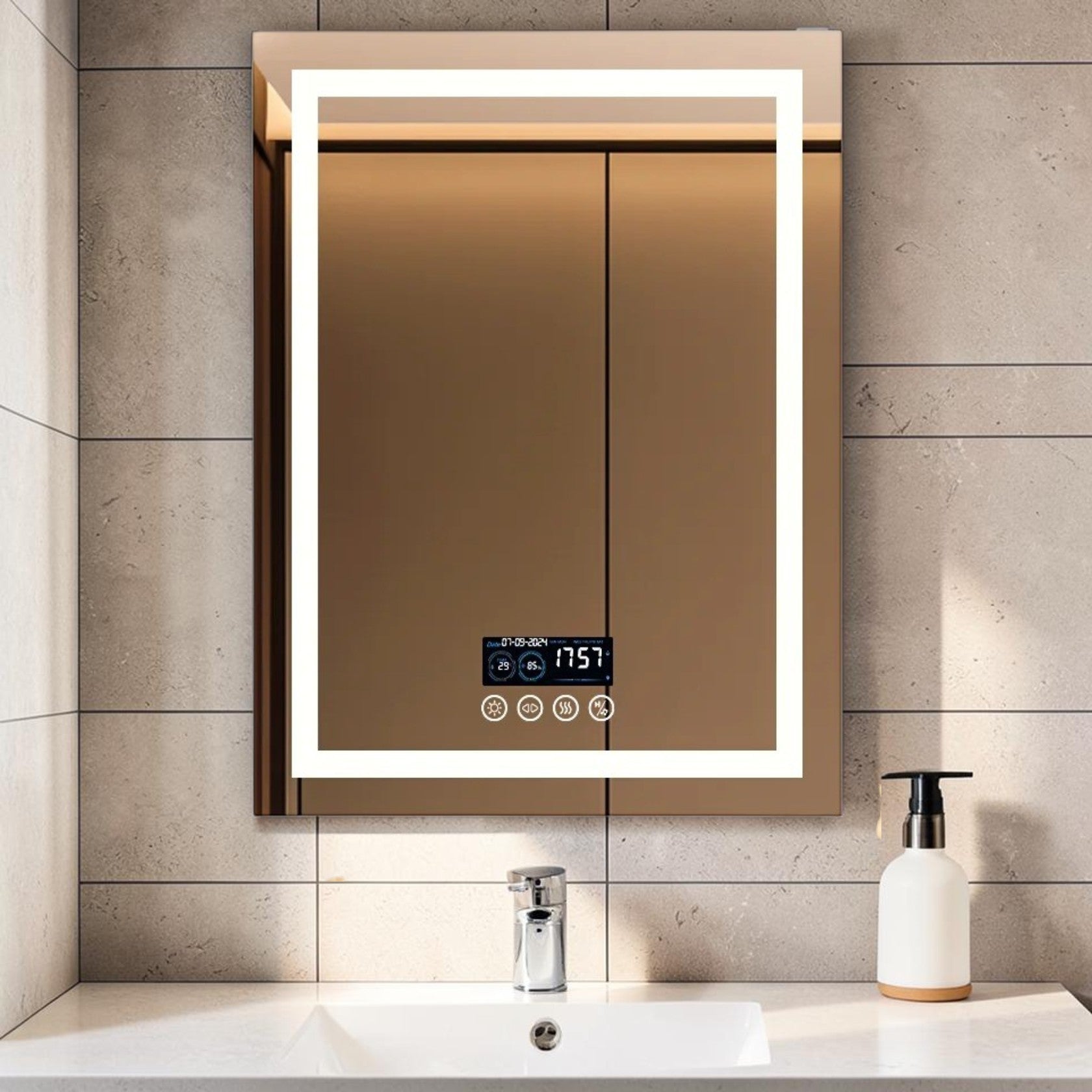 LED Bathroom Mirror with Bluetooth Speaker, Anti-Fog and Light Settings