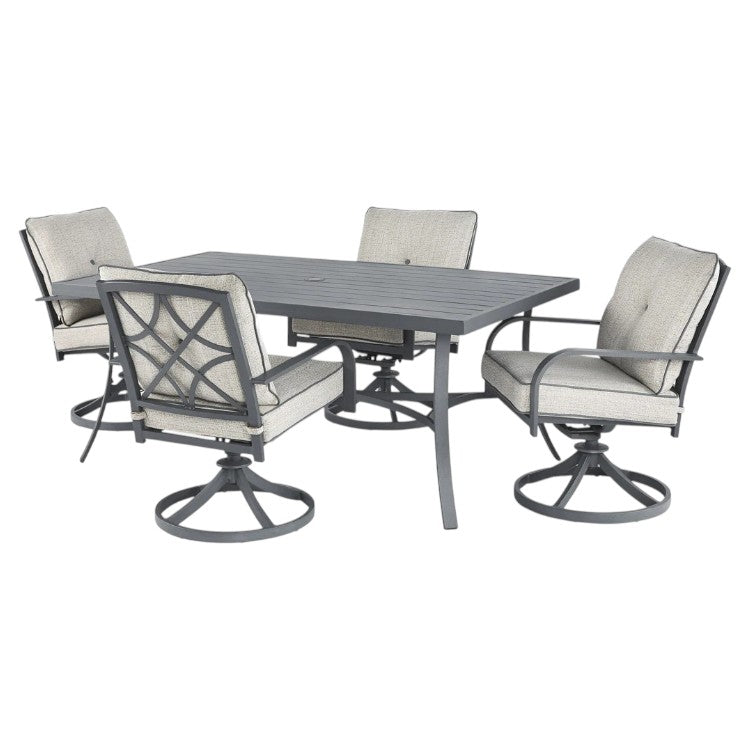 5 Piece Outdoor Dining Set with Swivel Chairs and Rectangular Table