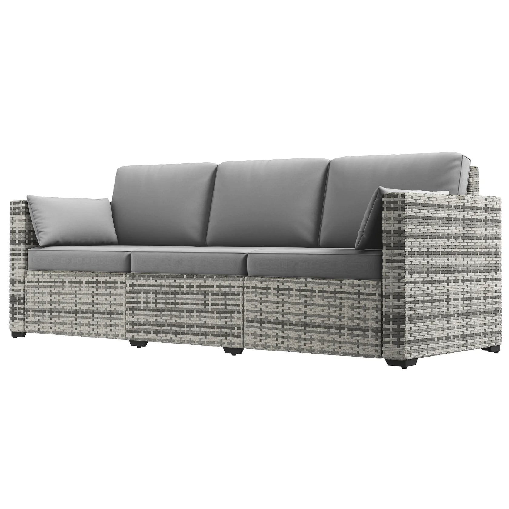 3 Seat Outdoor Wicker Sofa with Deep Cushions and Removable Covers