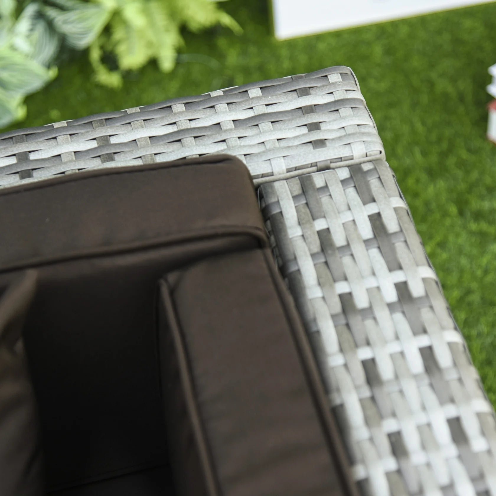 7 Piece Outdoor Sectional Sofa Set with Cushions and Glass Coffee Table
