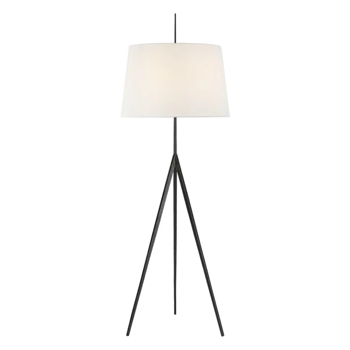 Tripod Floor Lamp with Hand-Forged Base and Fabric Shade