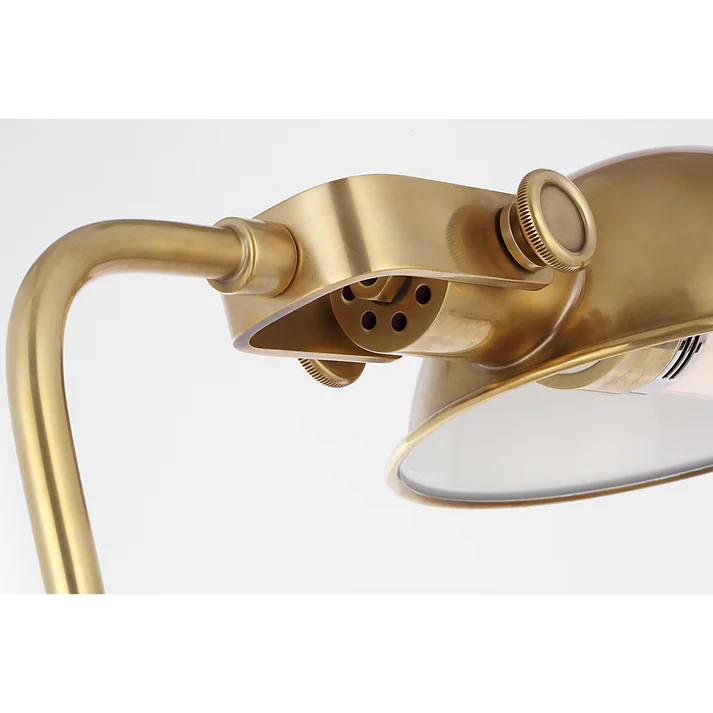 Cordless LED Pharmacy Floor Lamp in Brass Finish with Adjustable Height