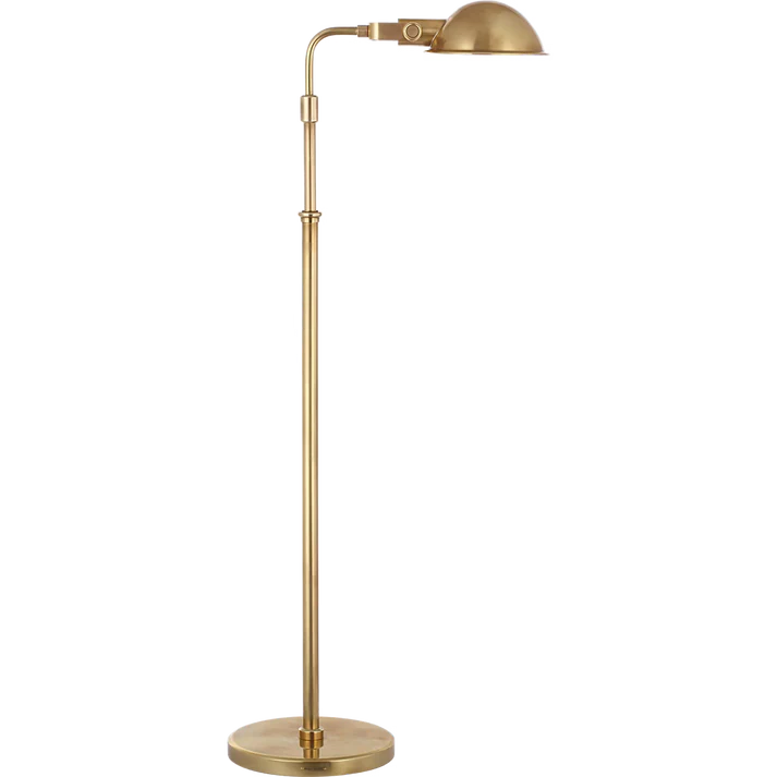 Cordless LED Pharmacy Floor Lamp in Brass Finish with Adjustable Height