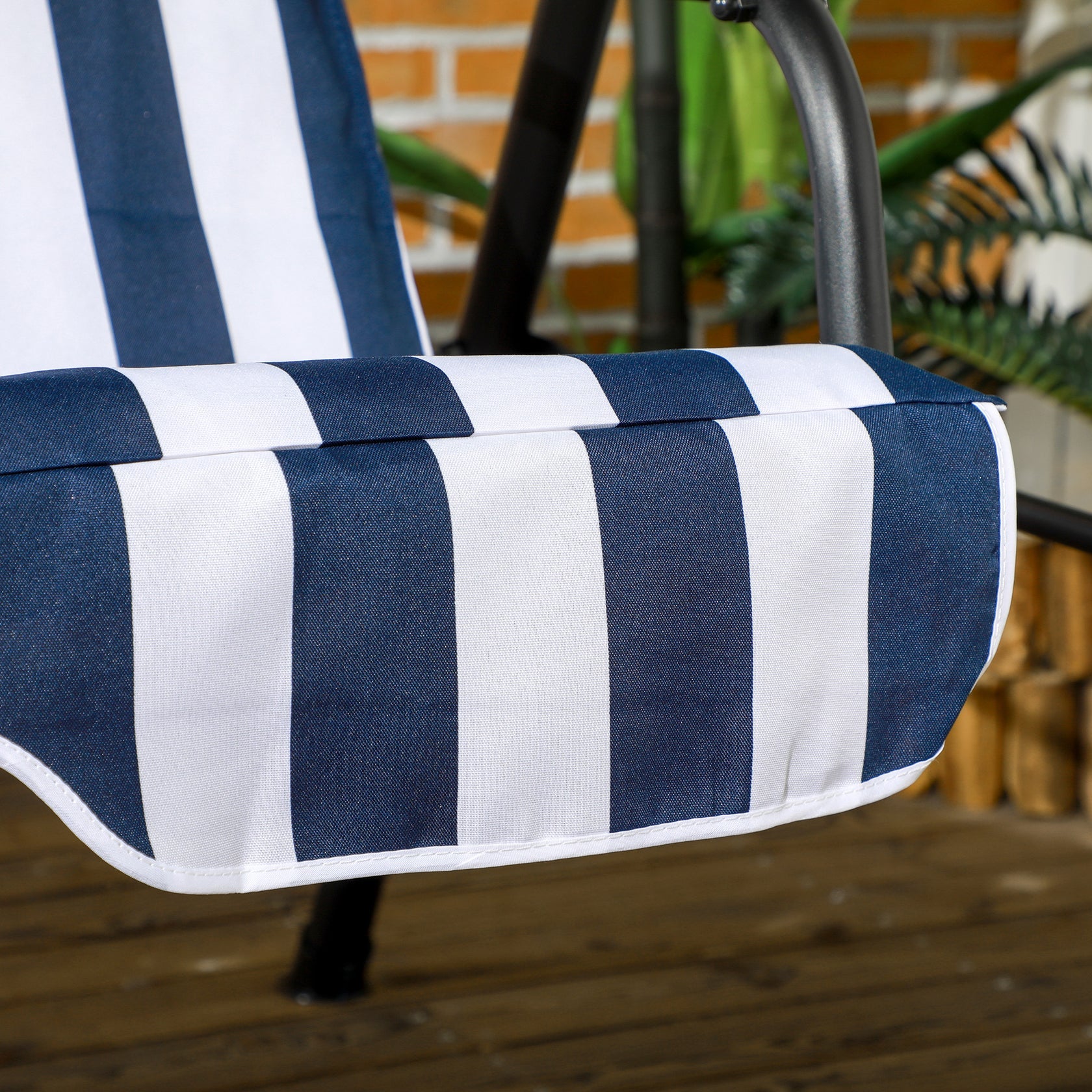 3 Seat Outdoor Patio Swing with Adjustable Canopy and Cushioned Seat