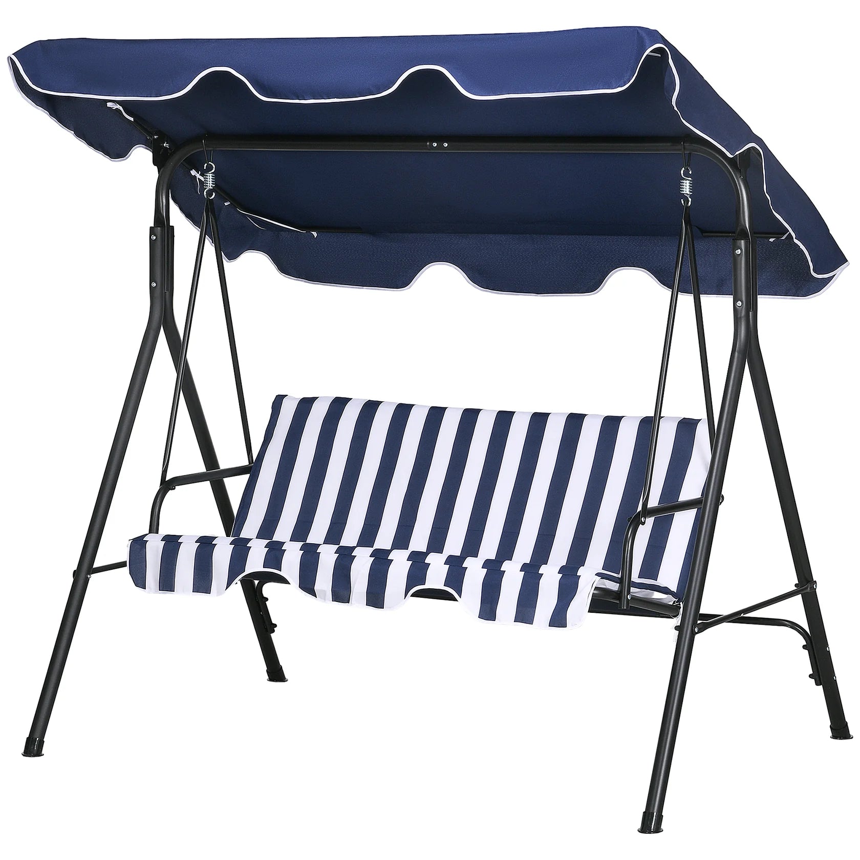 3 Seat Outdoor Patio Swing with Adjustable Canopy and Cushioned Seat