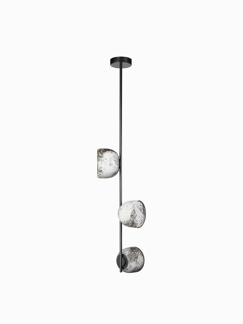 3 Light Vertical Pendant Light with Textured Glass Shades