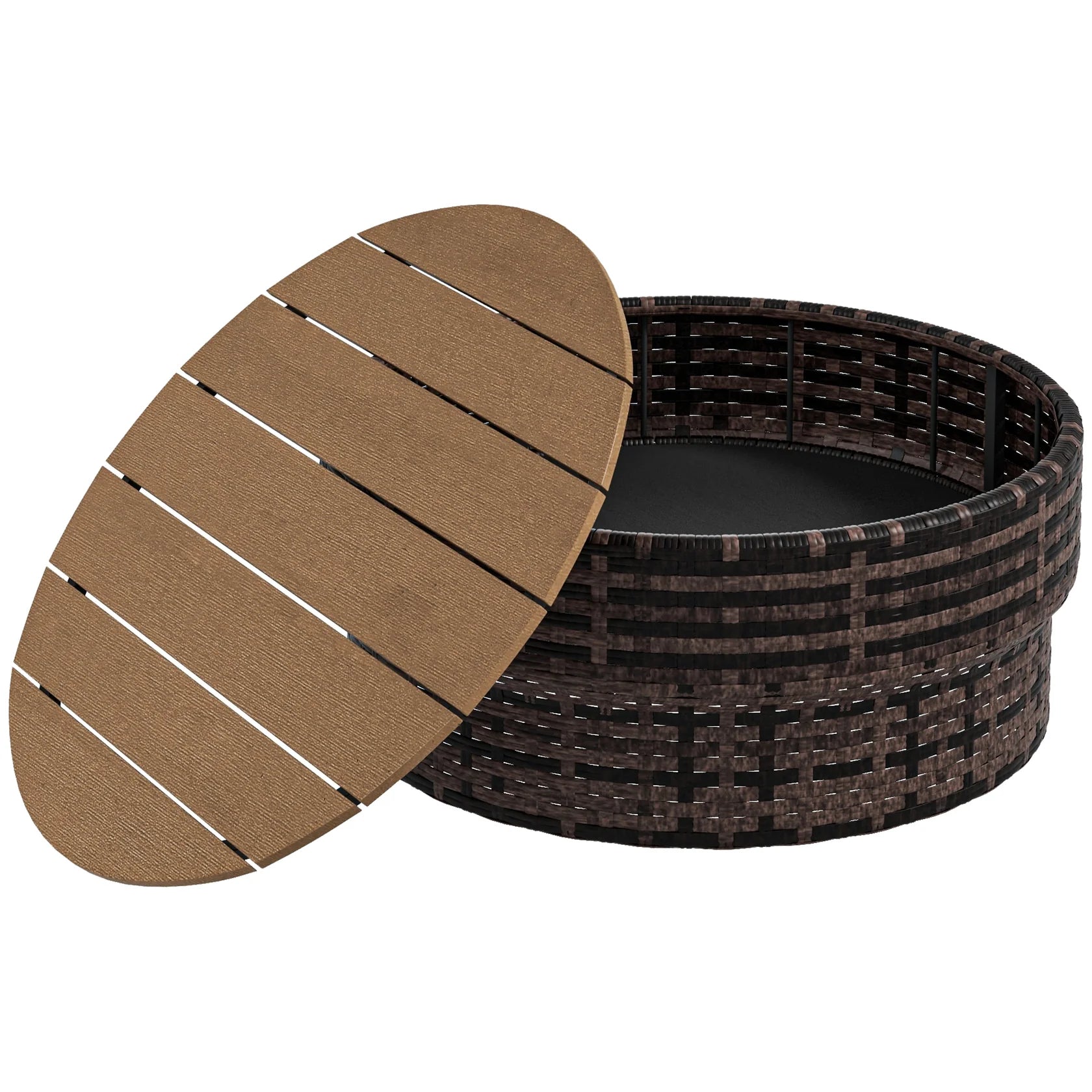 8PC Outdoor Conversation Set with Rattan Chairs, Storage Tables & Round Coffee Table