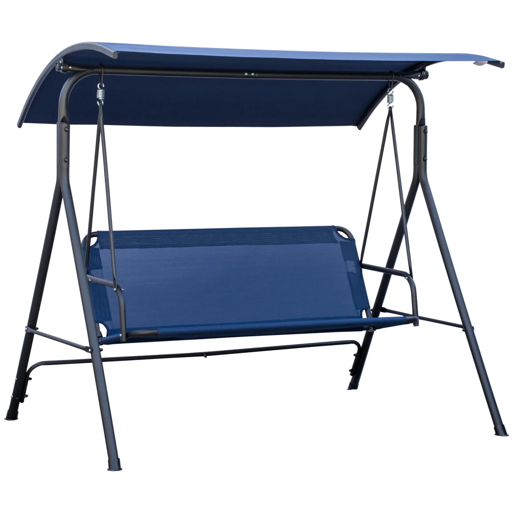 3 Seat Porch Swing with Adjustable Canopy and Steel Frame