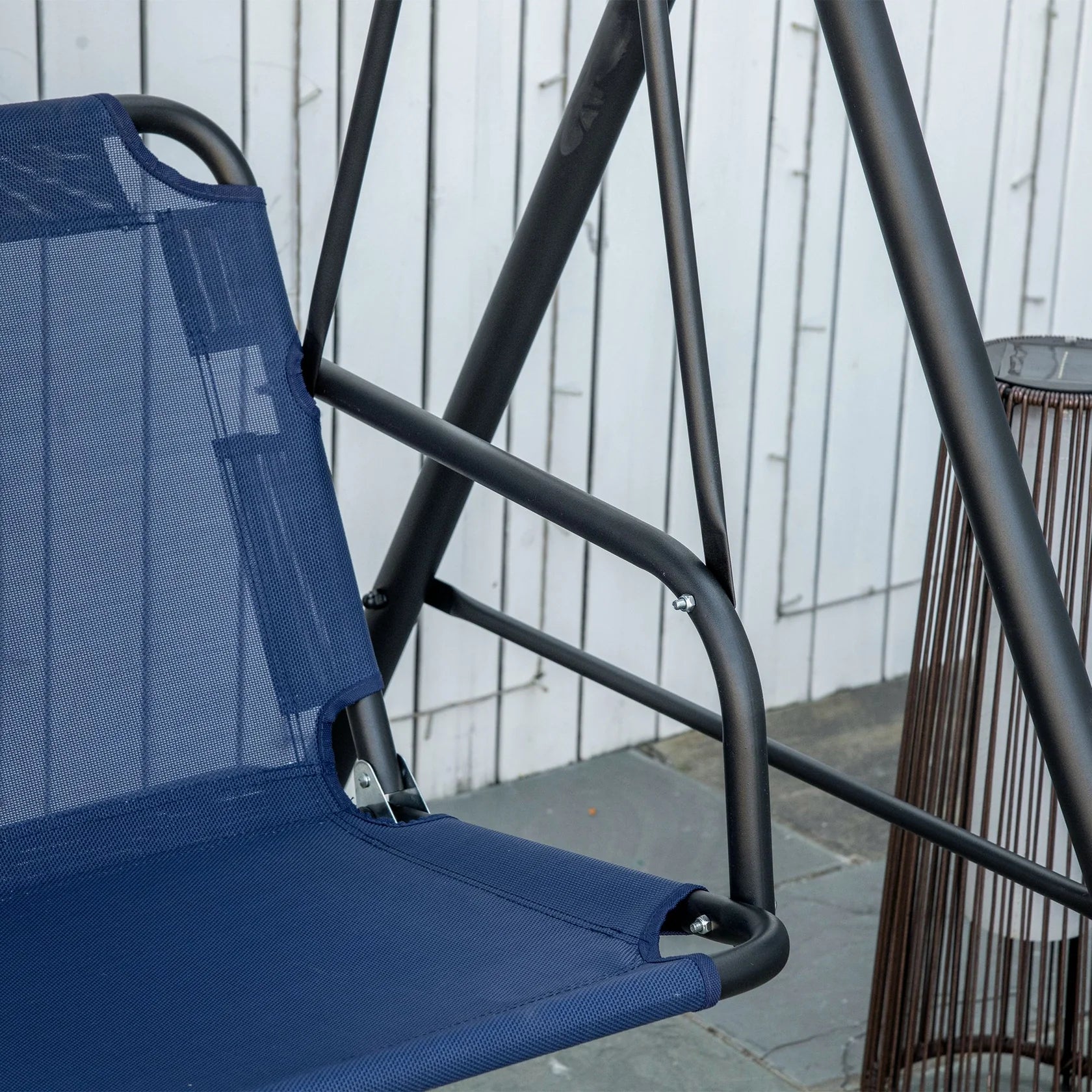 3 Seat Porch Swing with Adjustable Canopy and Steel Frame