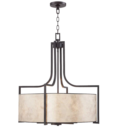 Bronze Drum Pendant Light for Bathroom with Mica Shade