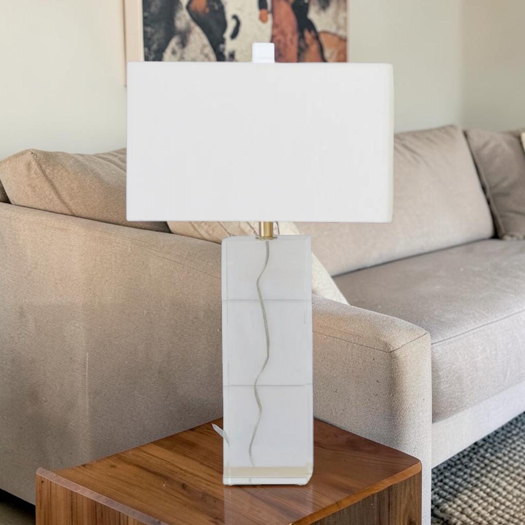 Clear Crystal Table Lamp with Fabric Shade