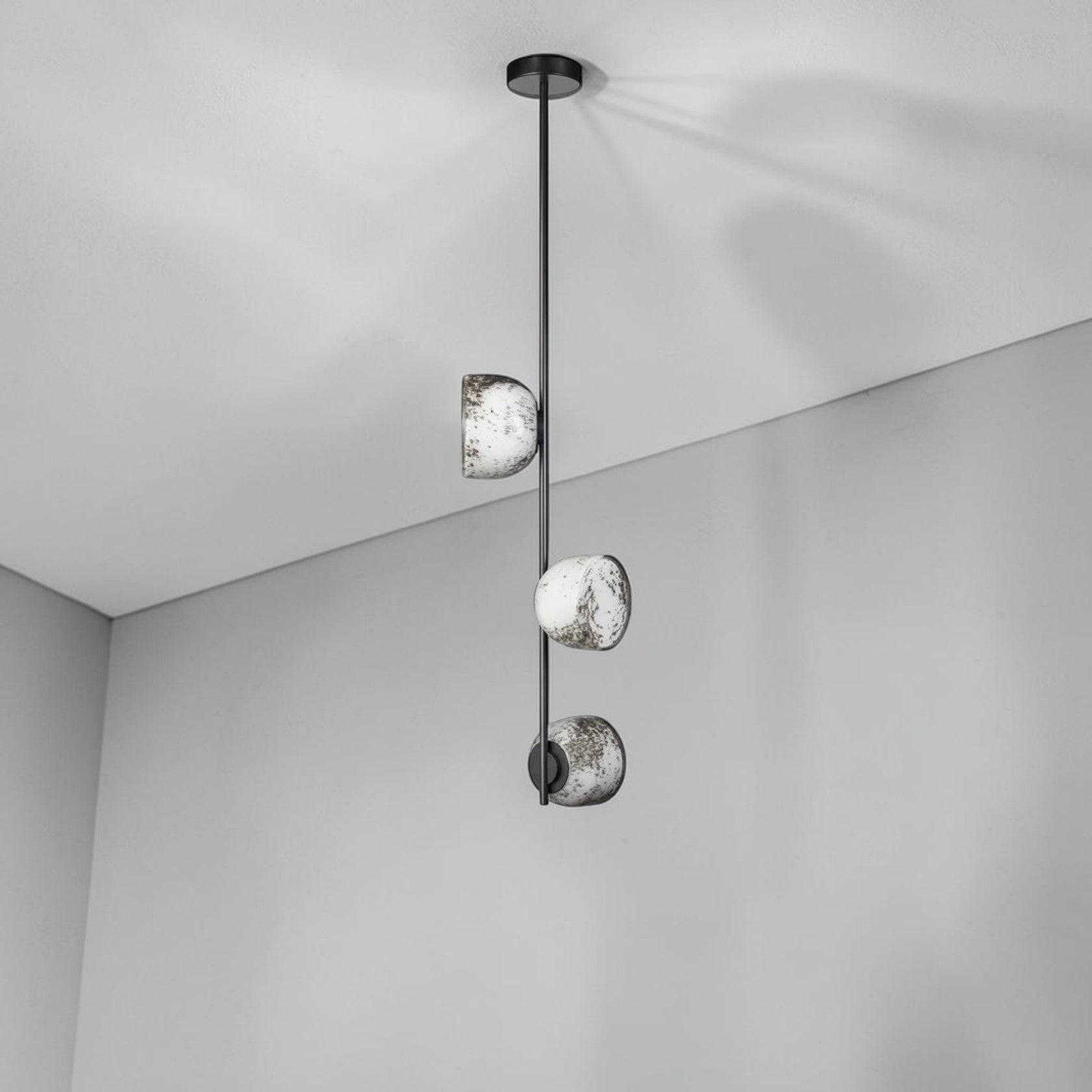 3 Light Vertical Pendant Light with Textured Glass Shades