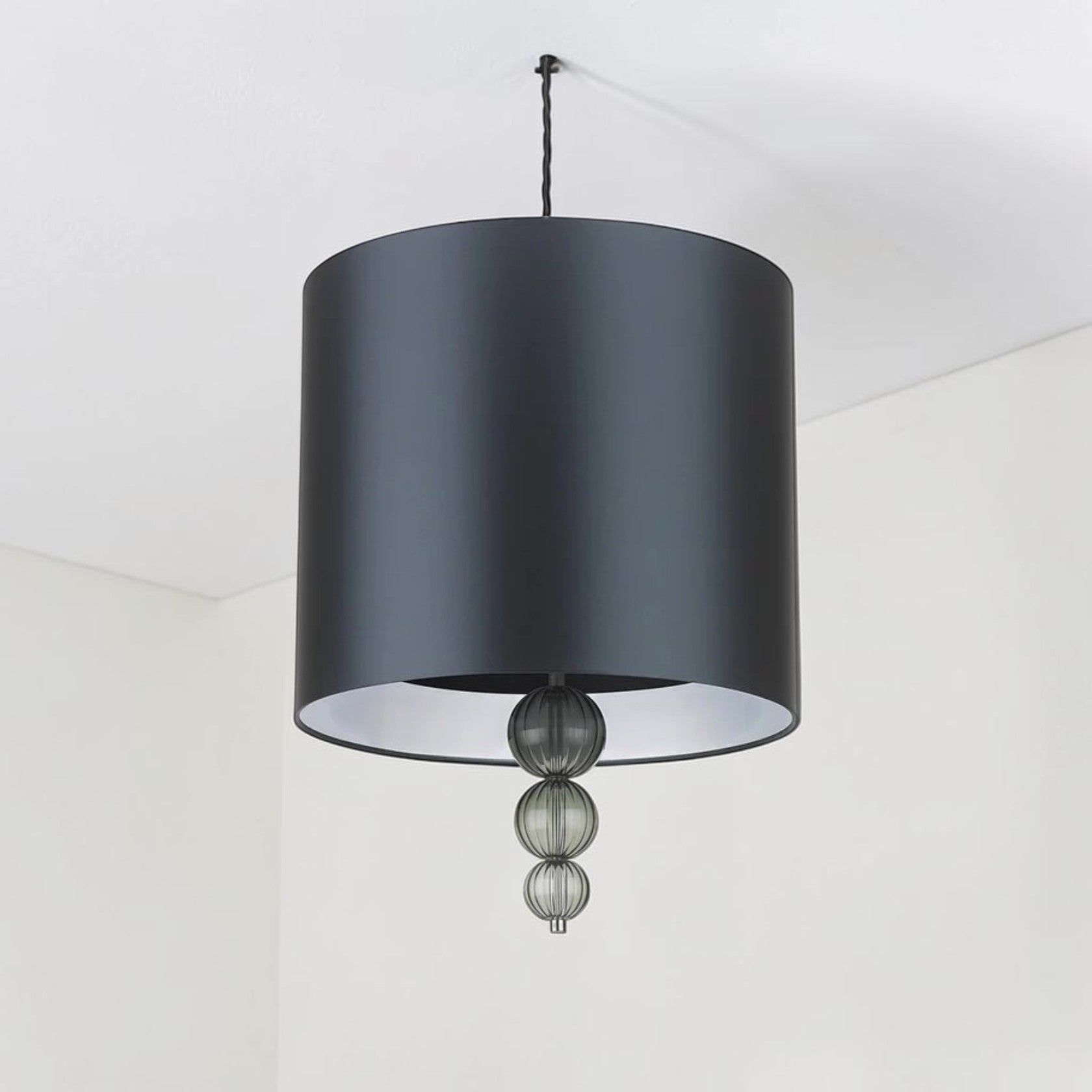 16 Inch Drum Pendant Light with Glass Globe Accents