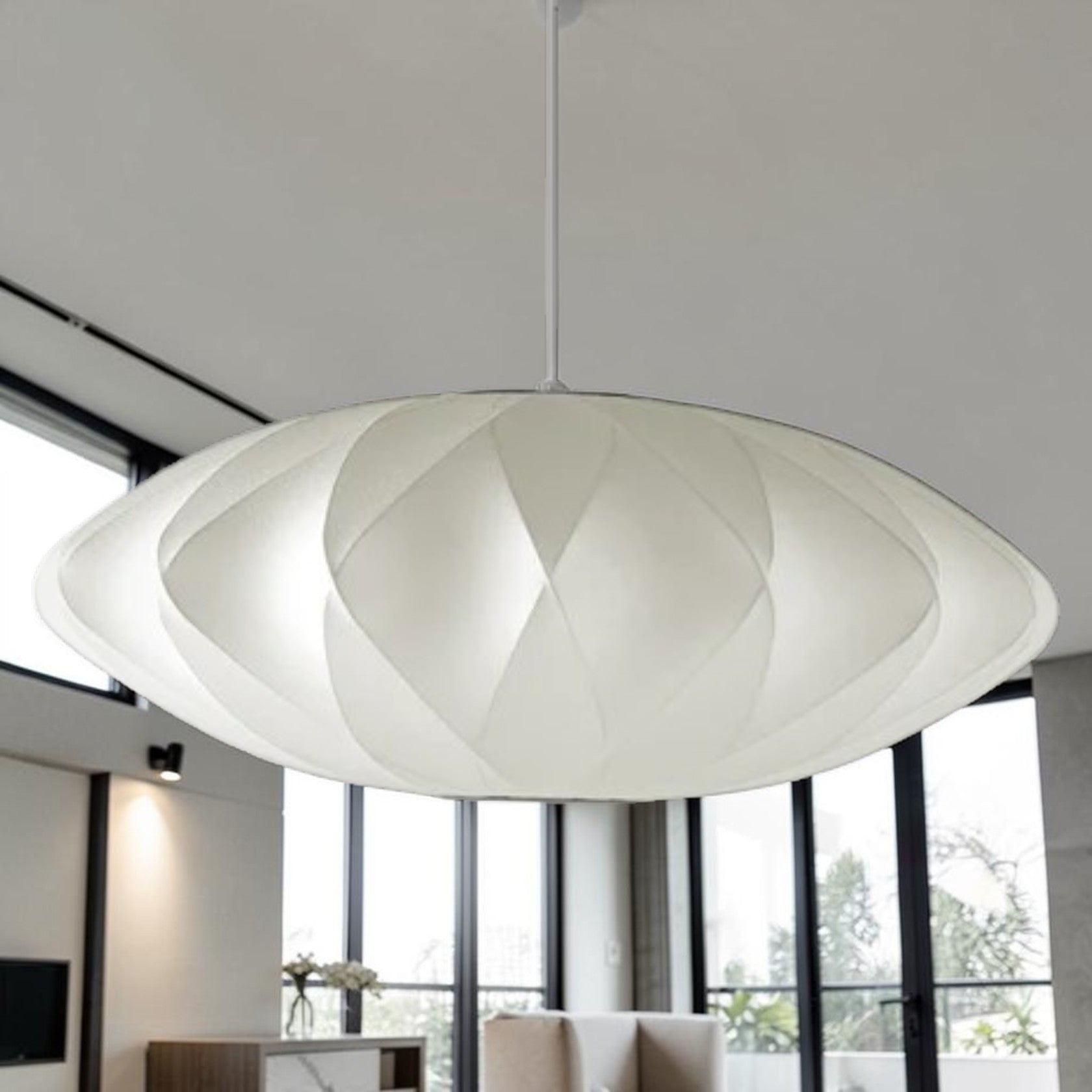 Modern Saucer Pendant Light for Bathroom with Diffused Glow