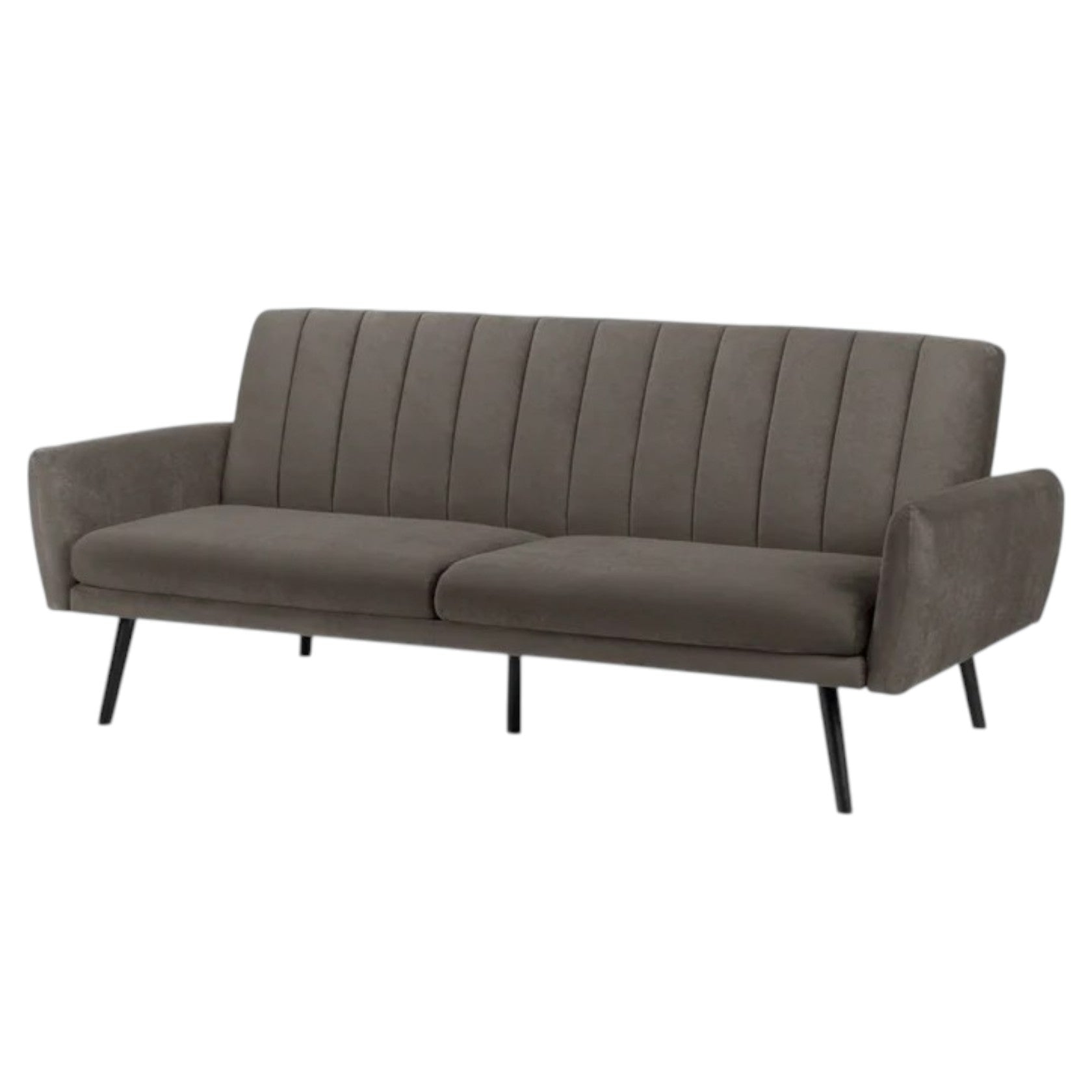 Gray Velvet Sofa Bed with Channel Tufting and Sleeper Function