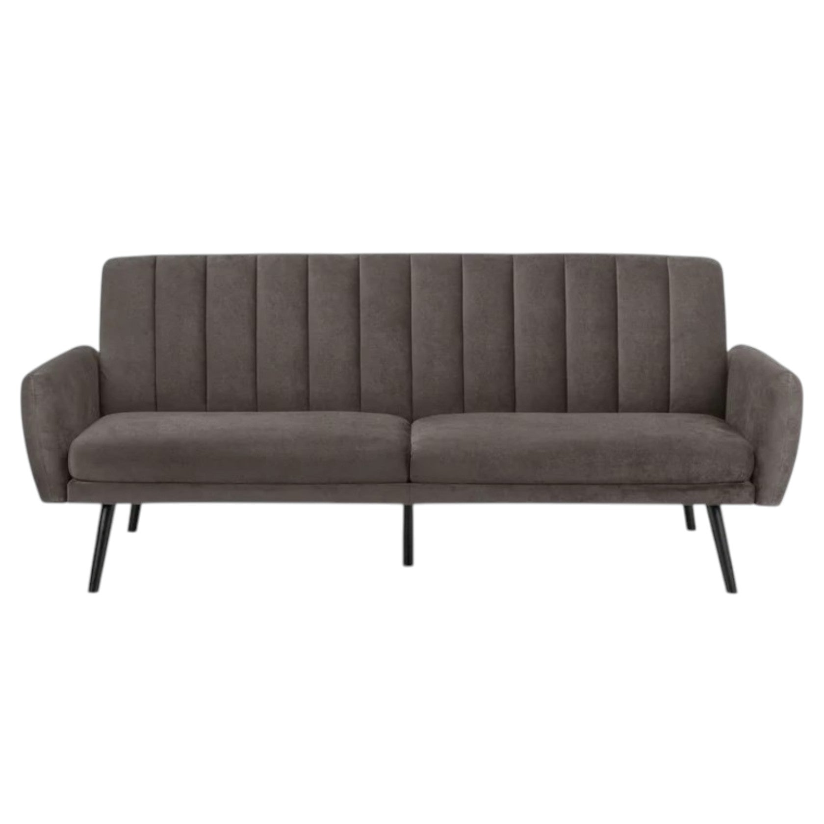 Gray Velvet Sofa Bed with Channel Tufting and Sleeper Function