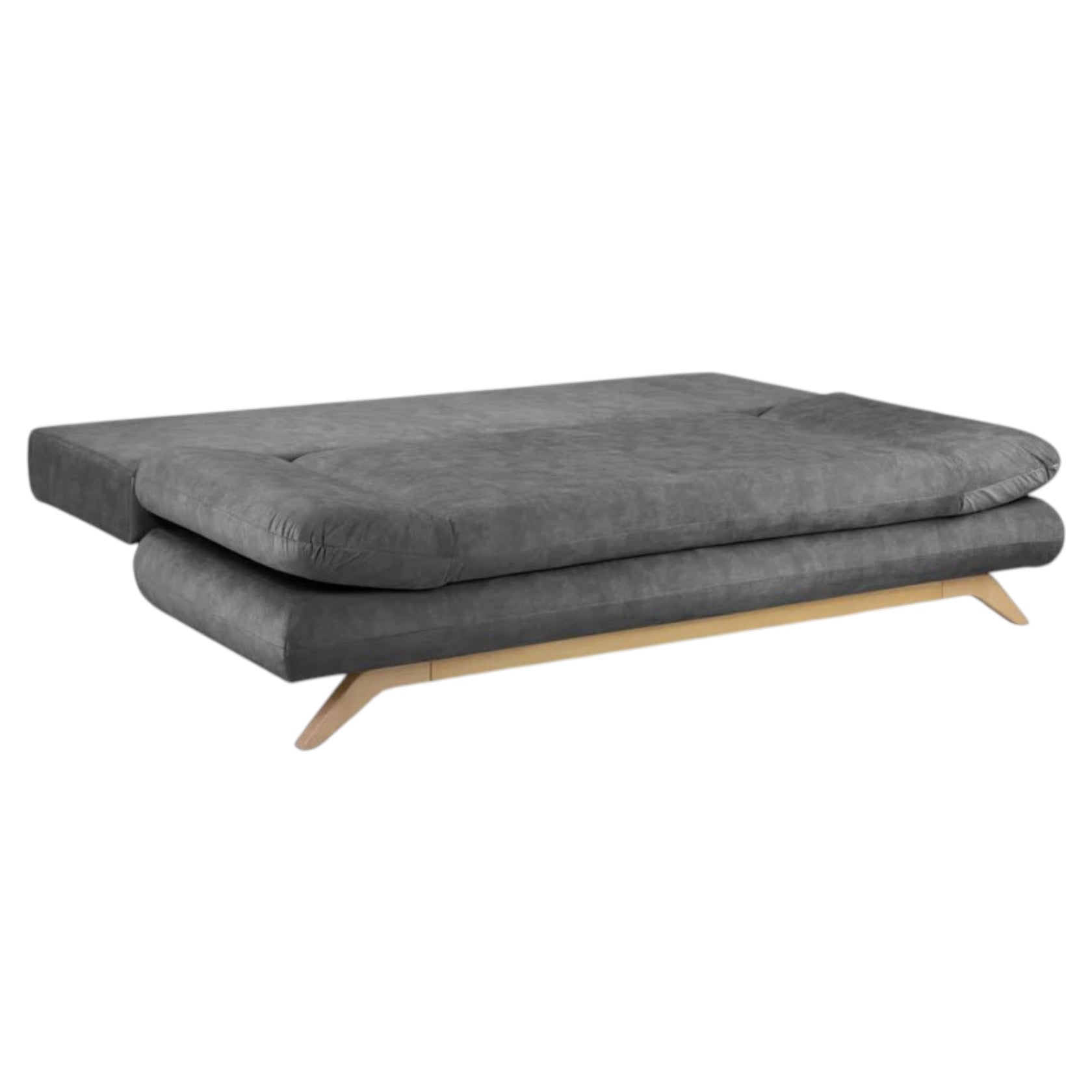 Charcoal 3-Seater Sofa Bed with Adjustable Arms and Tufted Cushions