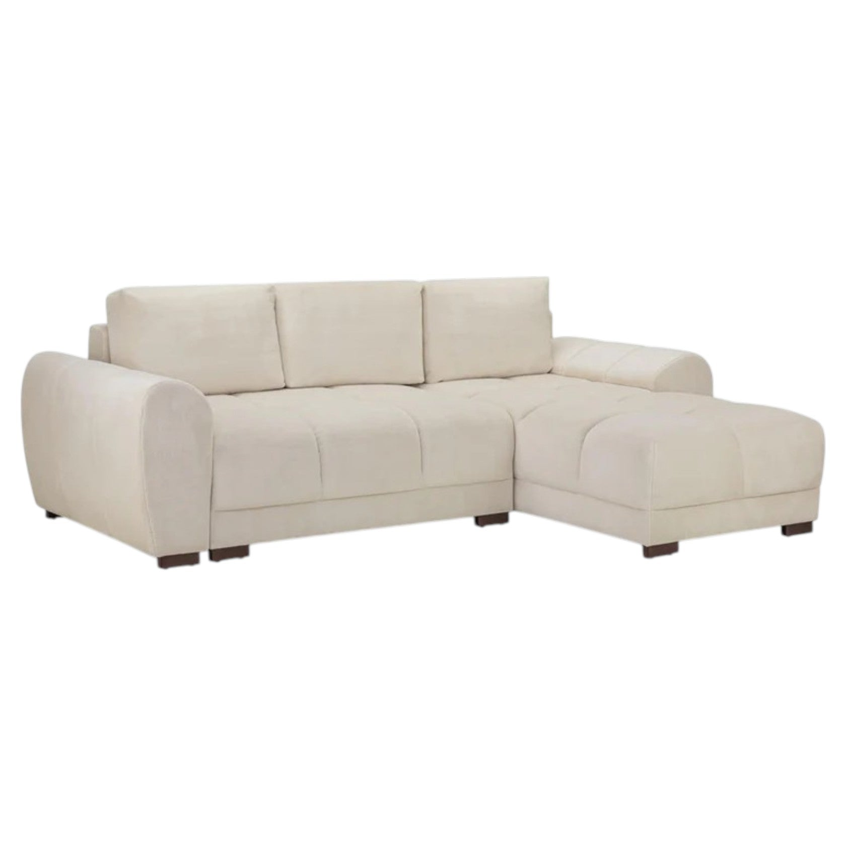 Cream Corner Sofa Bed with Chaise and Storage