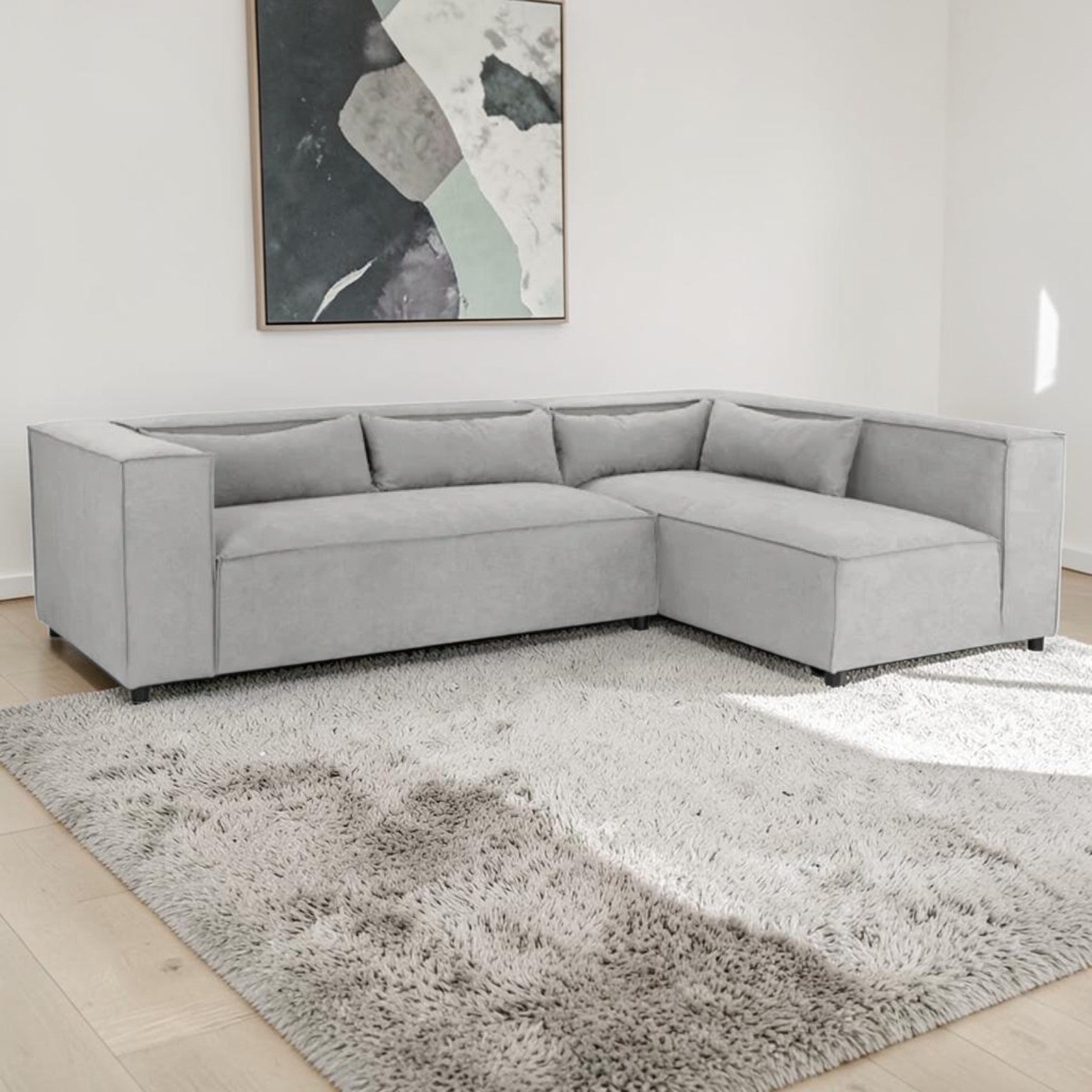 Gray Corner Sectional Sofa with Low Profile Design
