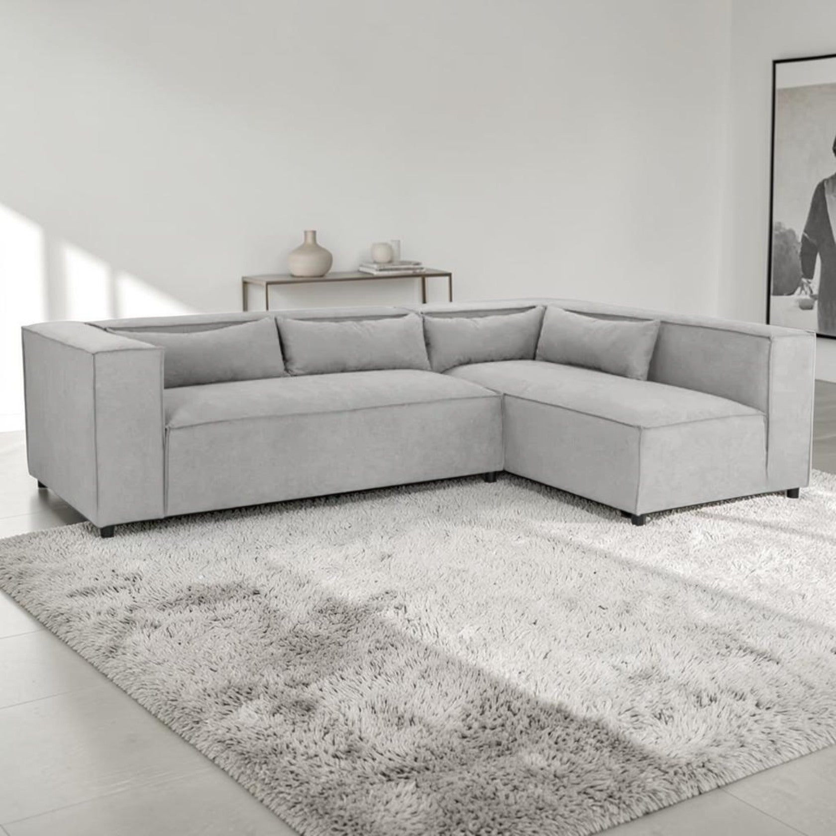 Gray Corner Sectional Sofa with Low Profile Design