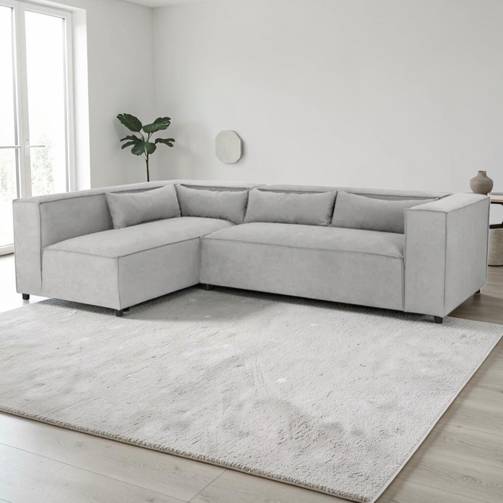 Gray Corner Sectional Sofa with Low Profile Design
