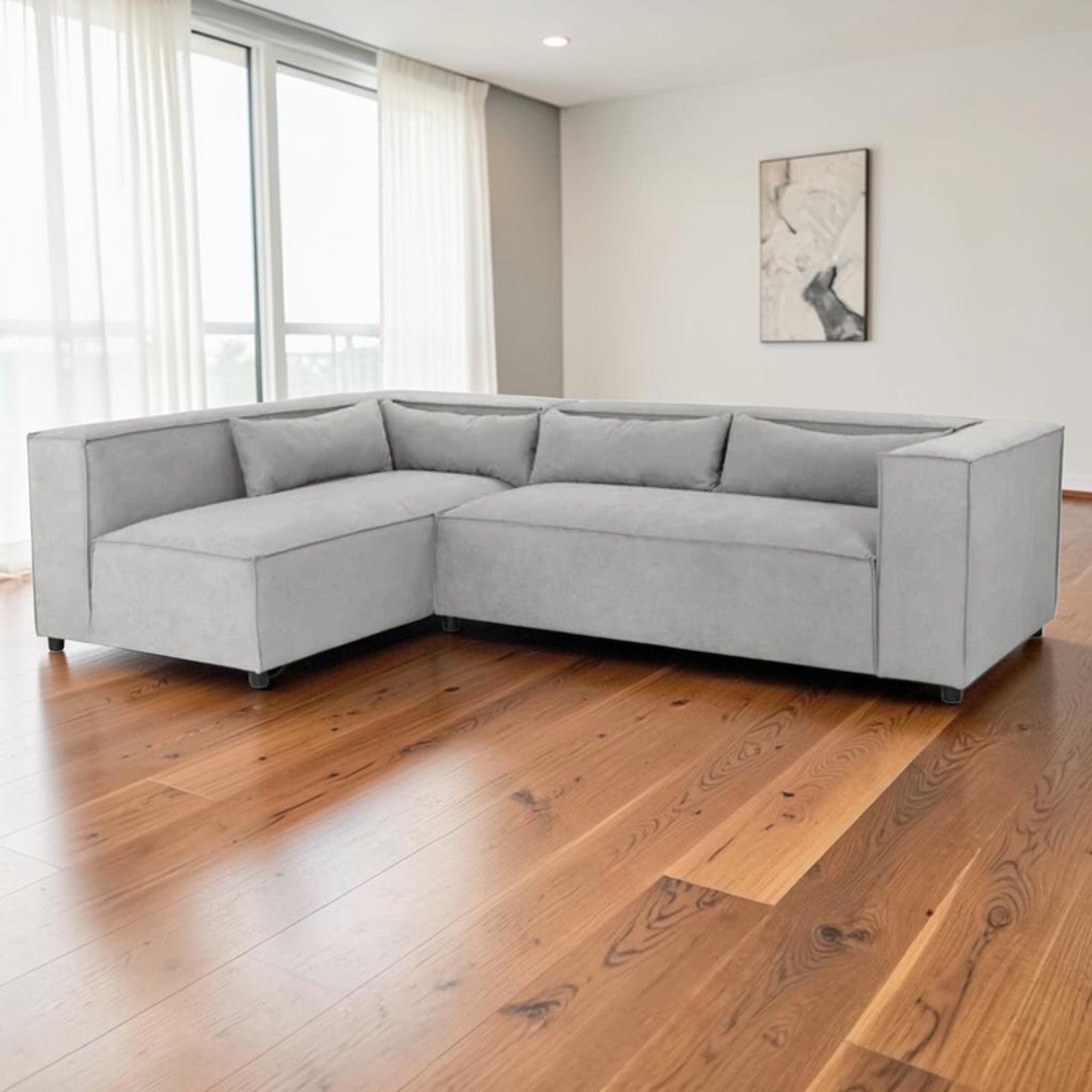 Gray Corner Sectional Sofa with Low Profile Design